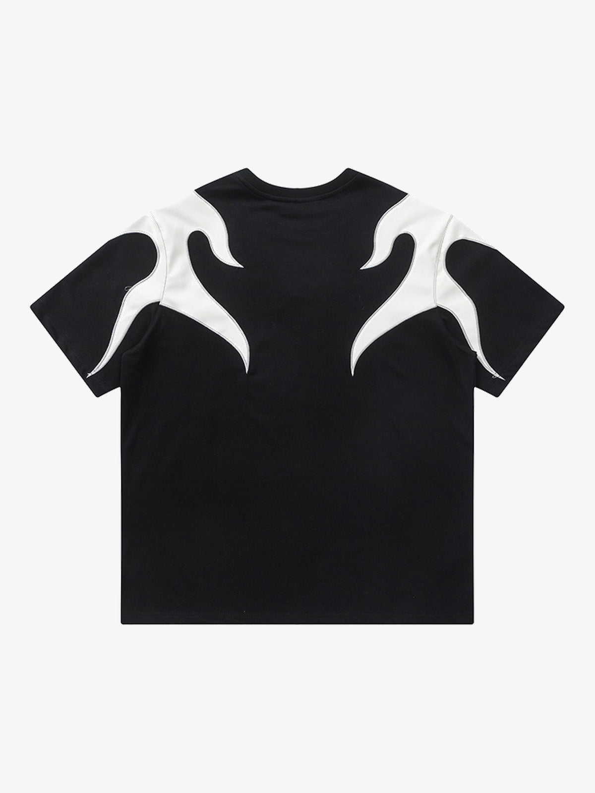 EVOLVEMENT | Contrast Flame-Panel T-Shirt in Black - back view