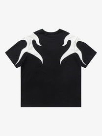 EVOLVEMENT | Contrast Flame-Panel T-Shirt in Black - back view