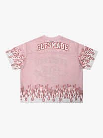 GLFS | Flame 25 V-Neck Jersey T-Shirt in Pink - back view