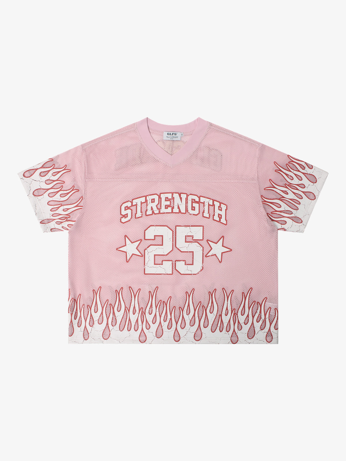 GLFS | Flame 25 V-Neck Jersey T-Shirt in Pink - front view