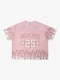 GLFS | Flame 25 V-Neck Jersey T-Shirt in Pink - front view