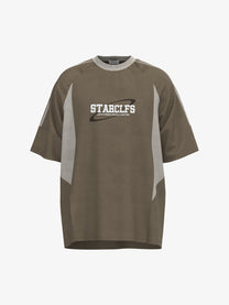 GLFS | Contrast-Panel Embroidered Logo T-Shirt in Dark Khaki - front view