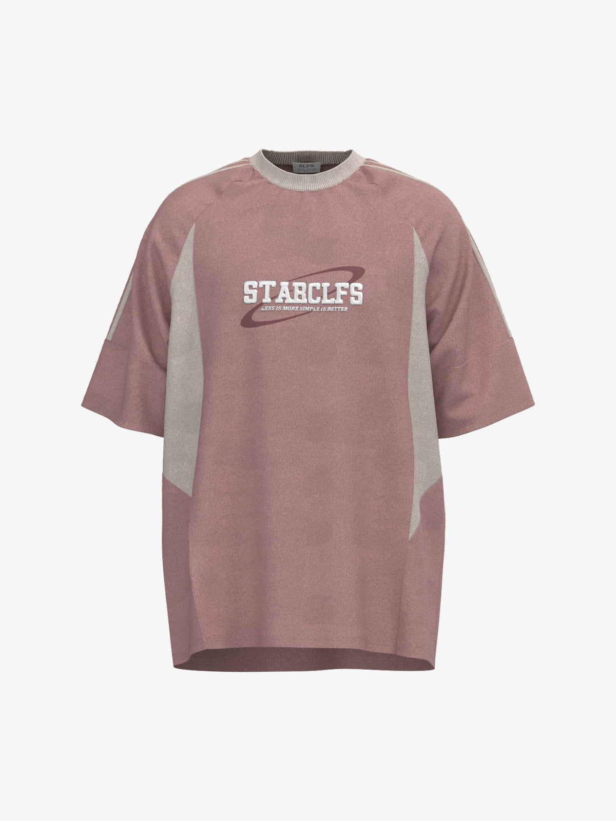 GLFS | Contrast-Panel Embroidered Logo T-Shirt in Dusty Rose - front view
