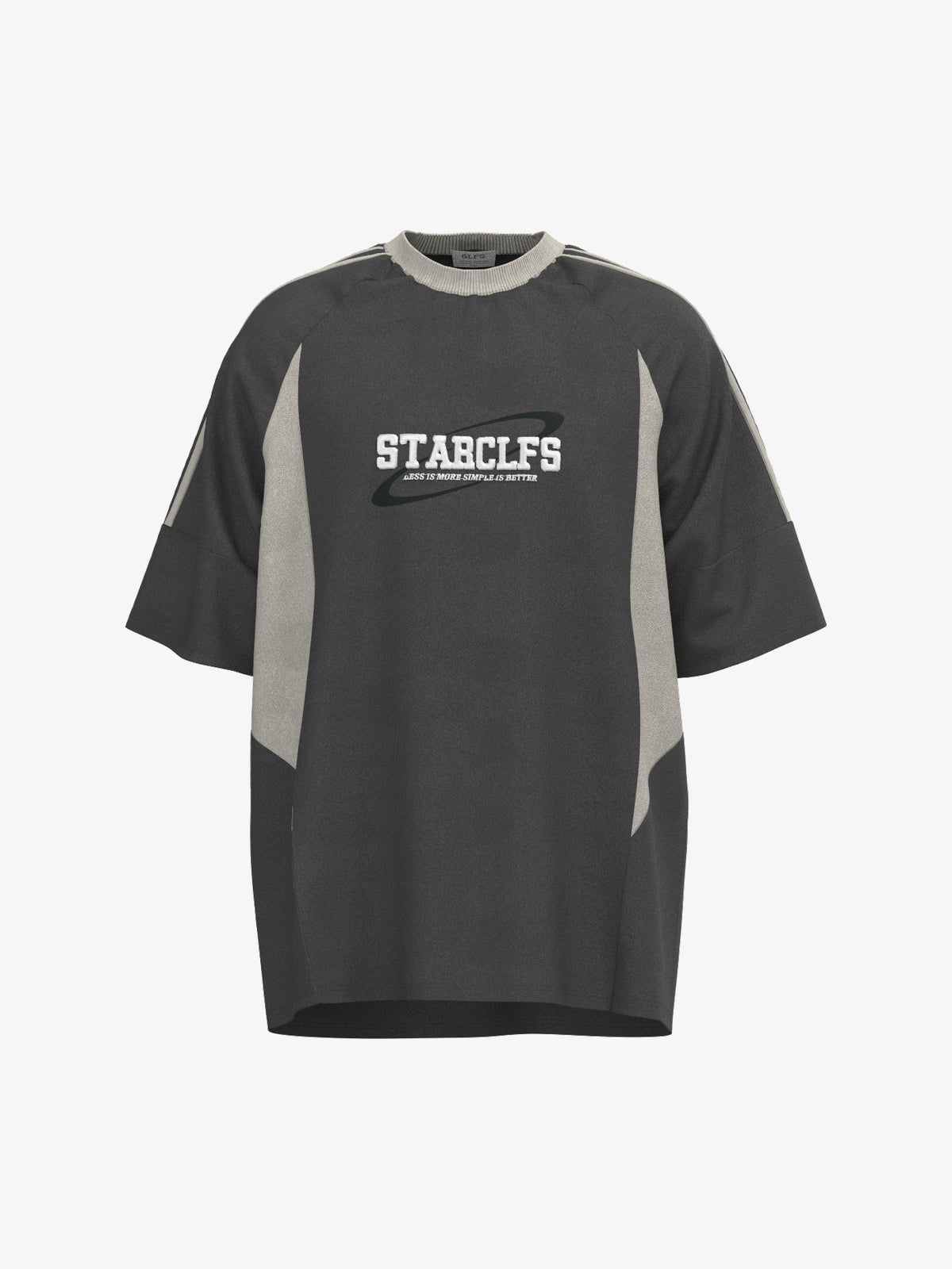 GLFS | Contrast-Panel Embroidered Logo T-Shirt in Gray - front view