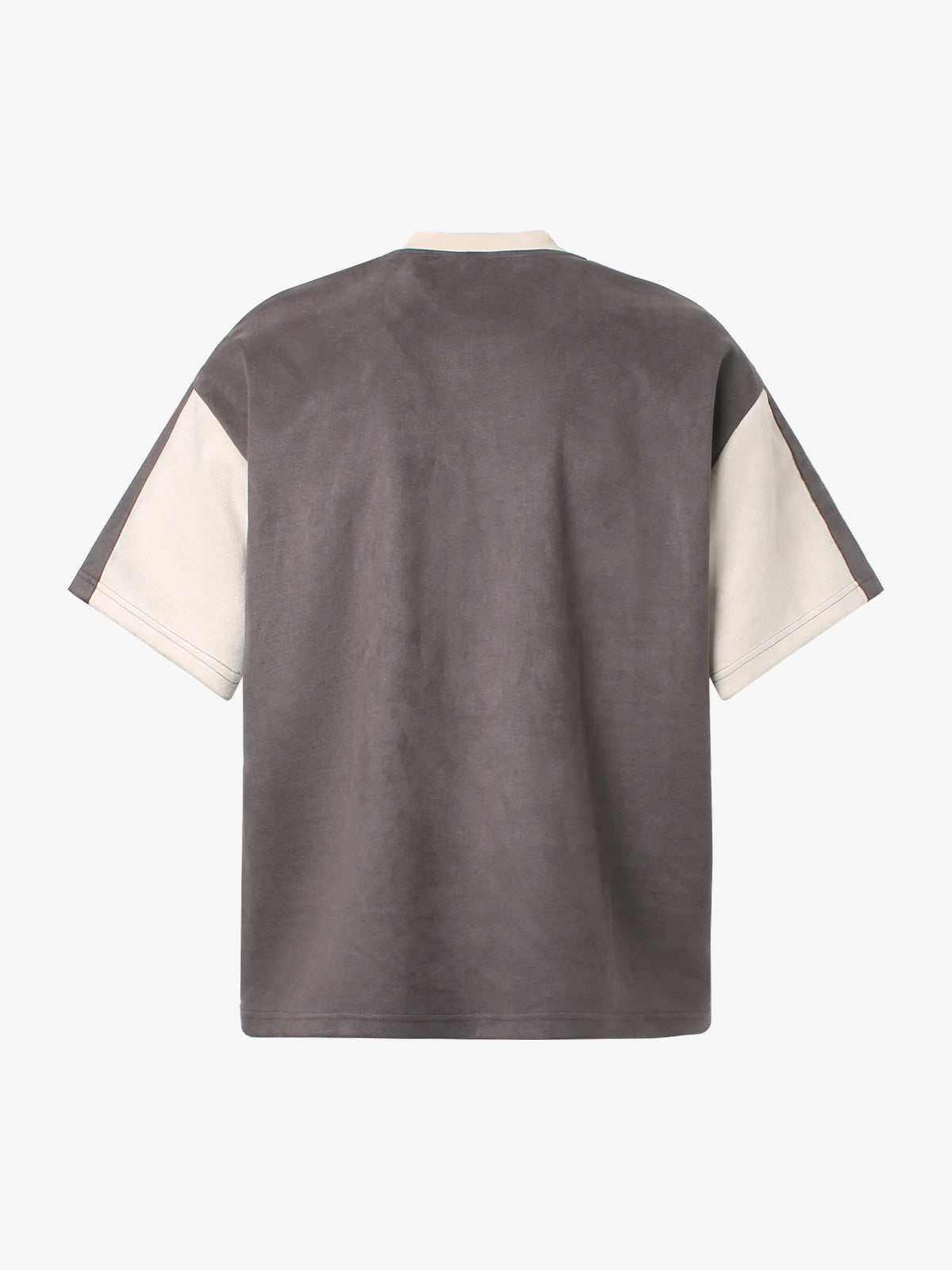 GLFS | Curved Contrast-Panel T-Shirt in Beige - back view