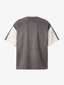 GLFS | Curved Contrast-Panel T-Shirt in Beige - back view