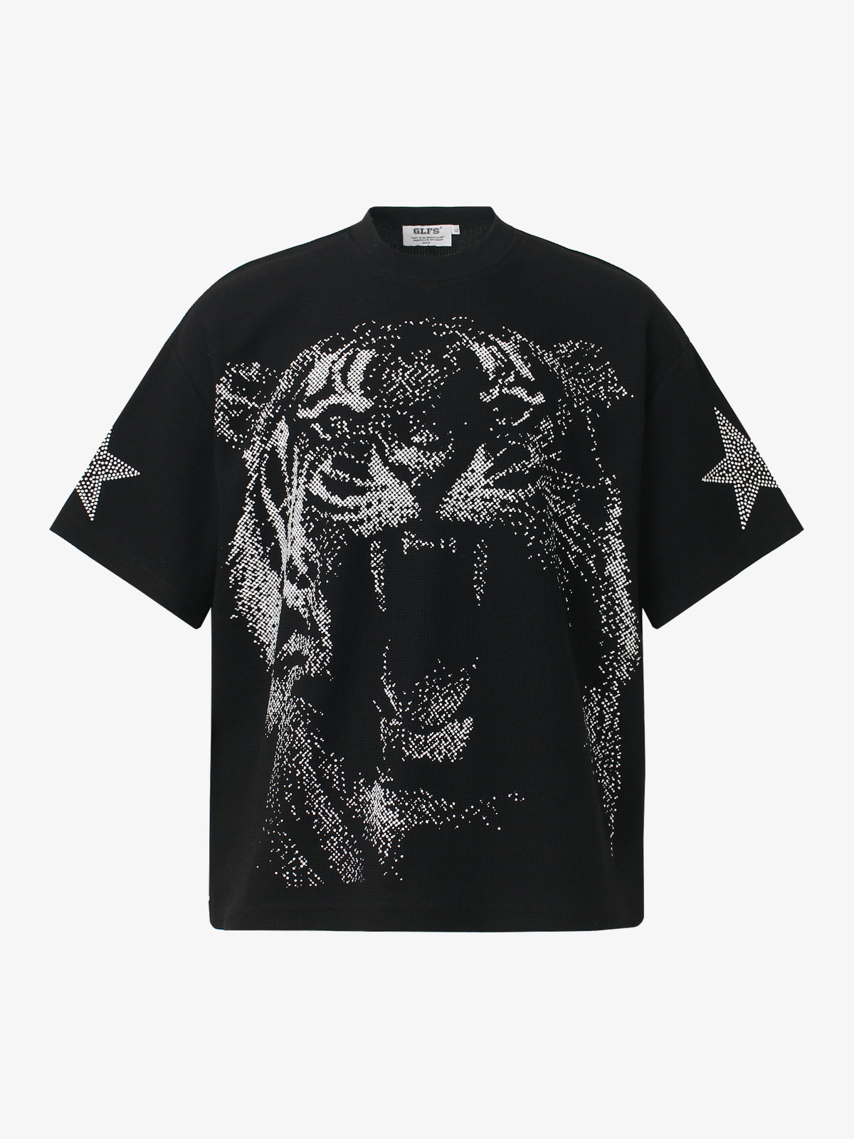 GLFS | Rhinestone Tiger Graphic Relaxed-Fit T-Shirt in Black - front view