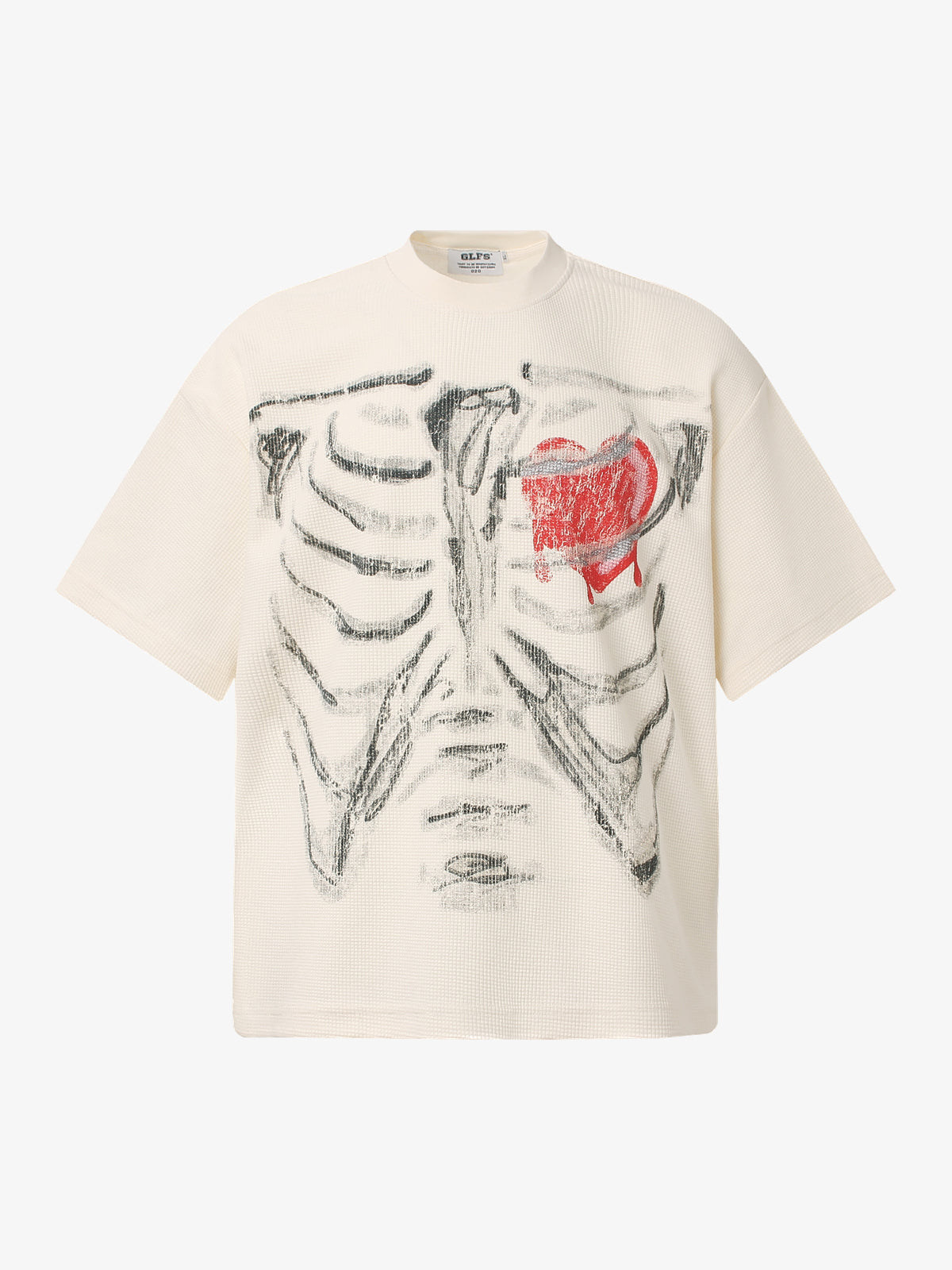 GLFS | Rib Cage Heart Graphic T-Shirt in Beige - front view