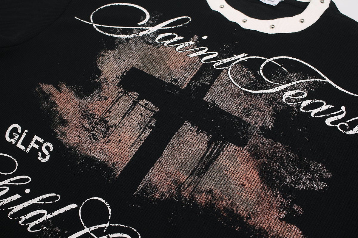 GLFS | Studded Collar Cross Graphic T-Shirt - product detail
