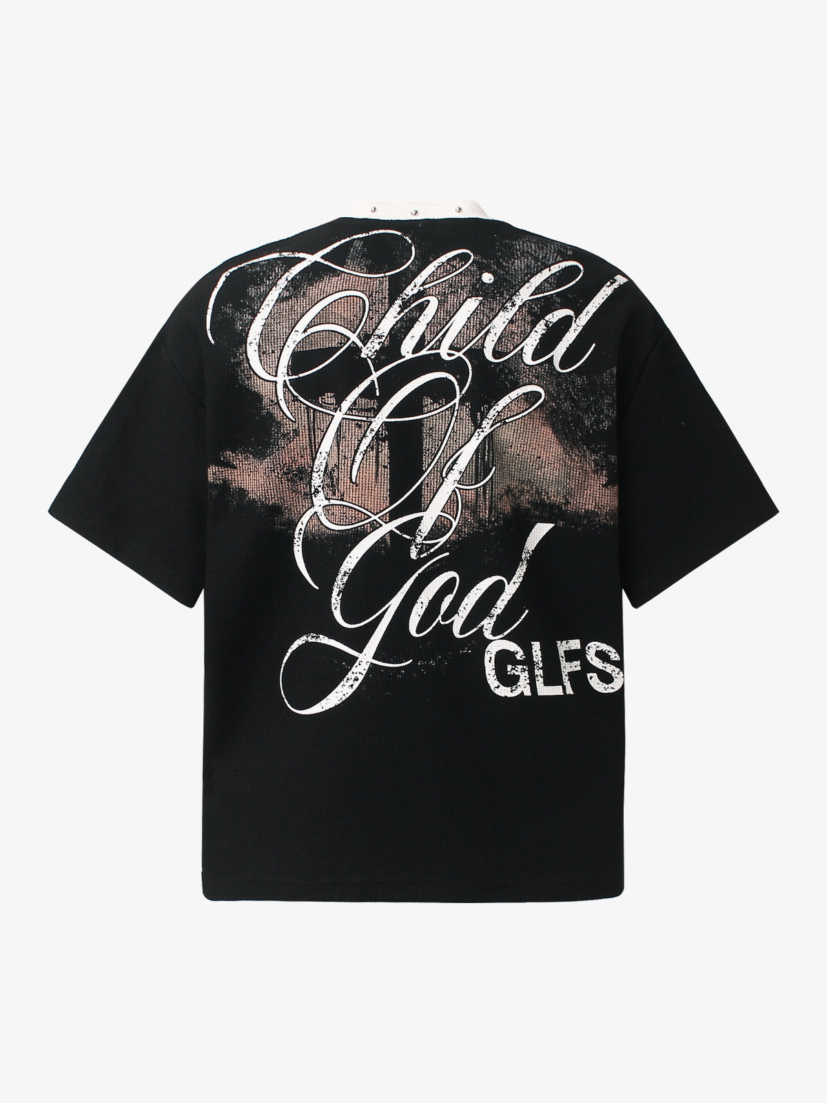 GLFS | Studded Collar Cross Graphic T-Shirt in Black - back view