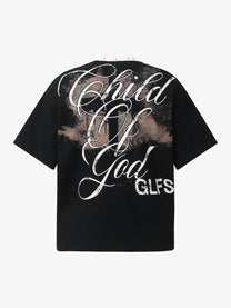 GLFS | Studded Collar Cross Graphic T-Shirt in Black - back view