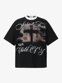 GLFS | Studded Collar Cross Graphic T-Shirt