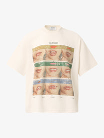 GLFS | Pop Art Lips Collage T-Shirt in Beige - front view