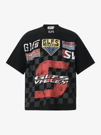 GLFS | Checkered Racing Graphic T-Shirt in Black - front view