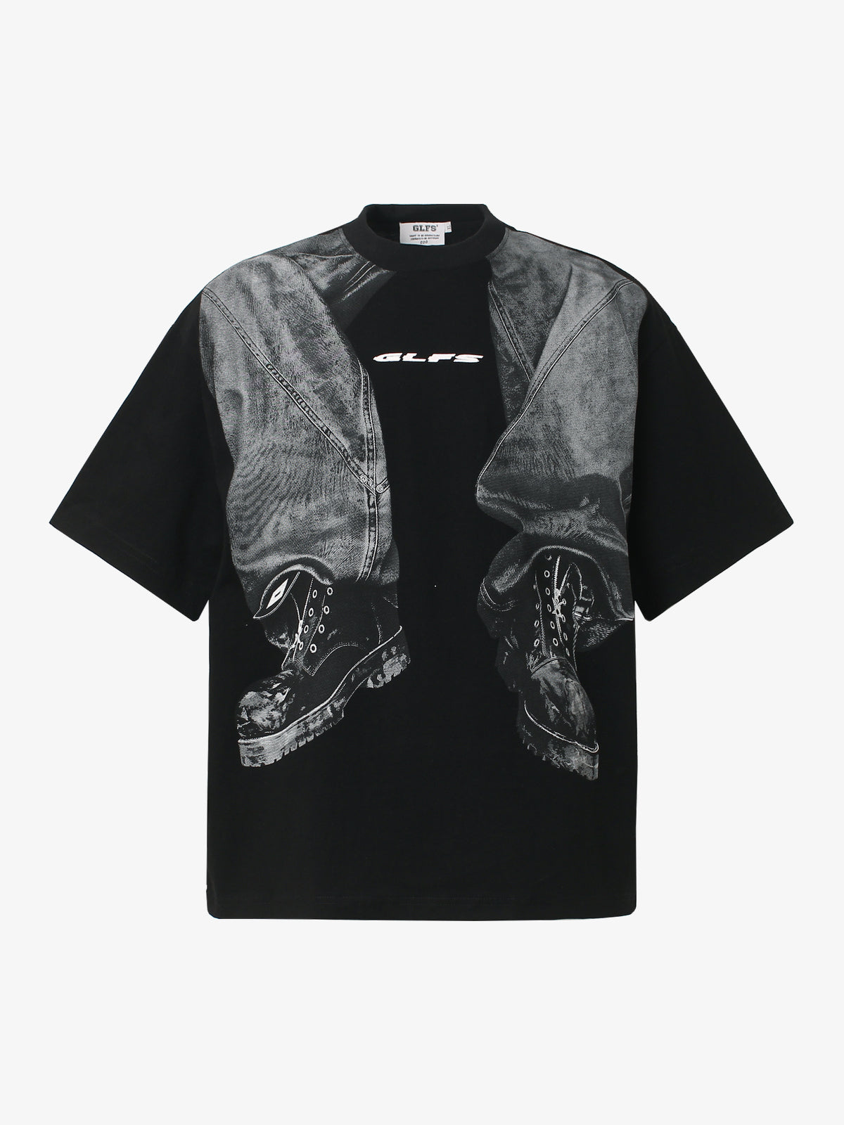 GLFS | Trompe L'Oeil Outfit Graphic T-Shirt in Black - front view