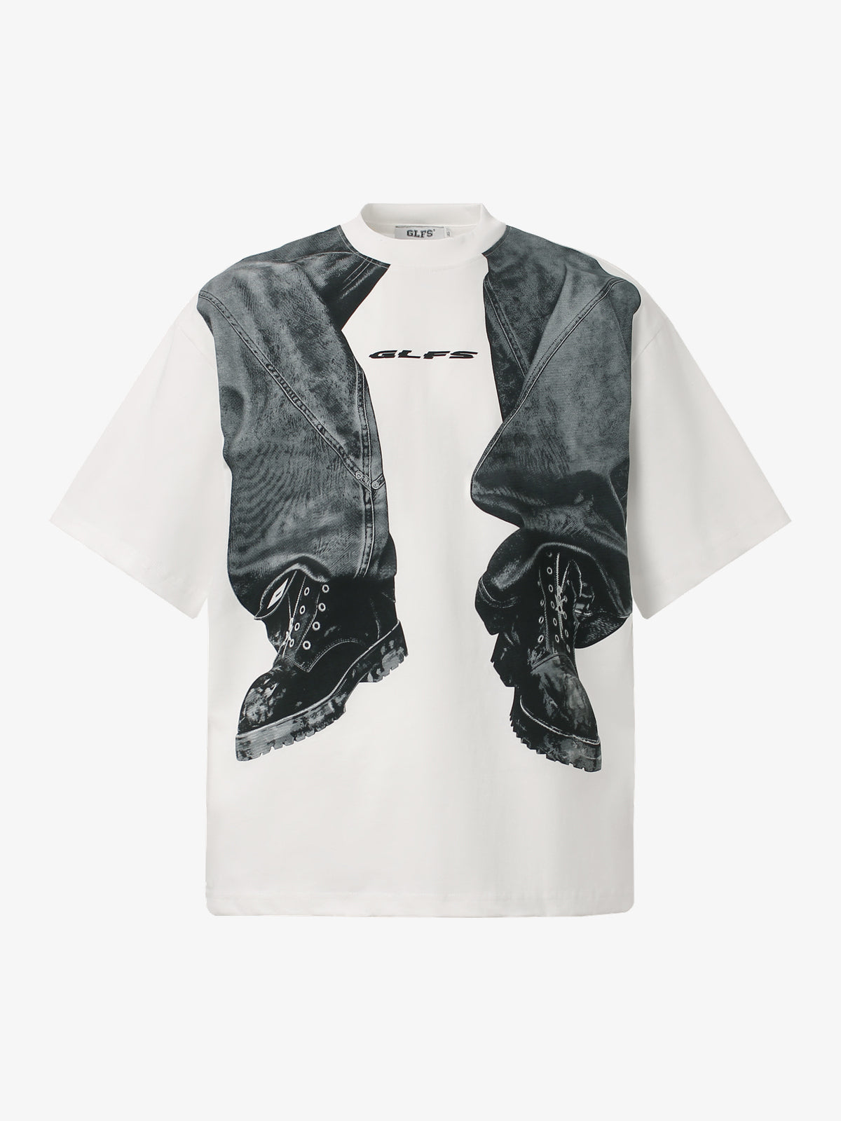 GLFS | Trompe L'Oeil Outfit Graphic T-Shirt in White - front view