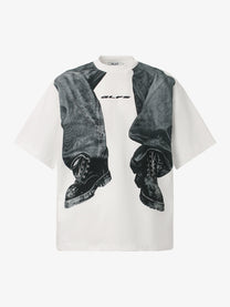 GLFS | Trompe L'Oeil Outfit Graphic T-Shirt in White - front view