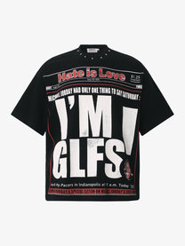 GLFS | Hate Is Love Graphic T-Shirt in Black - front view