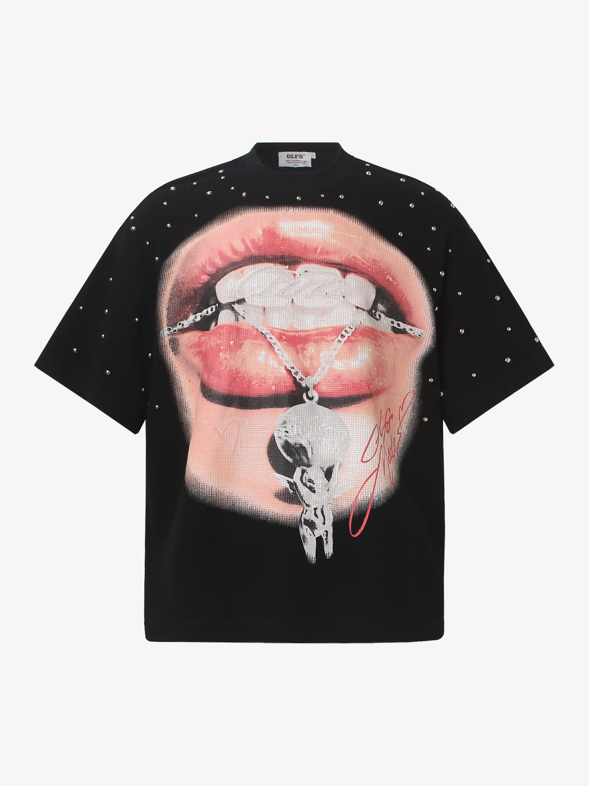 GLFS | Studded Grillz Graphic Relaxed-Fit T-Shirt in Black - front view