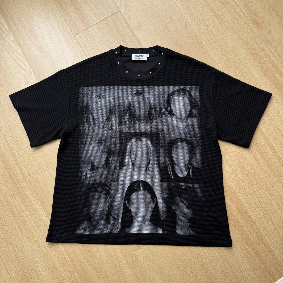 GLFS | Studded Faceless Portrait Graphic T-Shirt in Black - product view