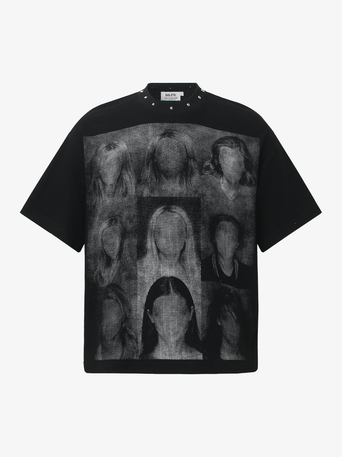 GLFS | Studded Faceless Portrait Graphic T-Shirt in Black - front view