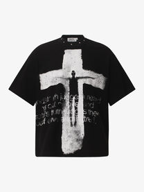 GLFS | Studded Cross Graphic Relaxed-Fit T-Shirt in Black - front view