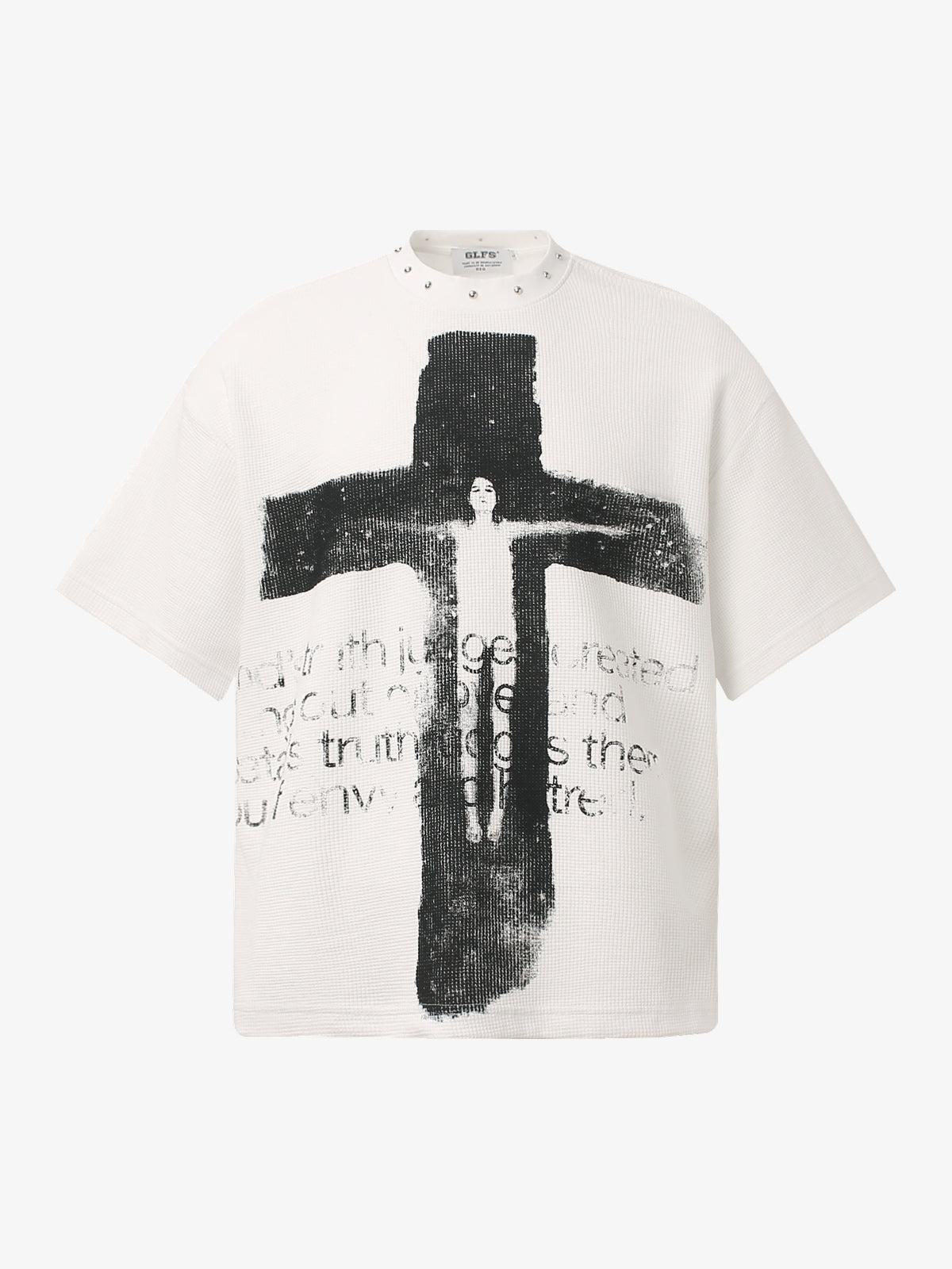GLFS | Studded Cross Graphic Relaxed-Fit T-Shirt in White - front view