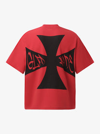 GLFS | Happy Memories Cross Graphic T-Shirt in Red - back view