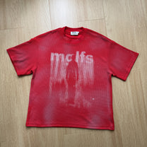 GLFS | Blurred Figure Graphic Relaxed-Fit T-Shirt in Red - product view