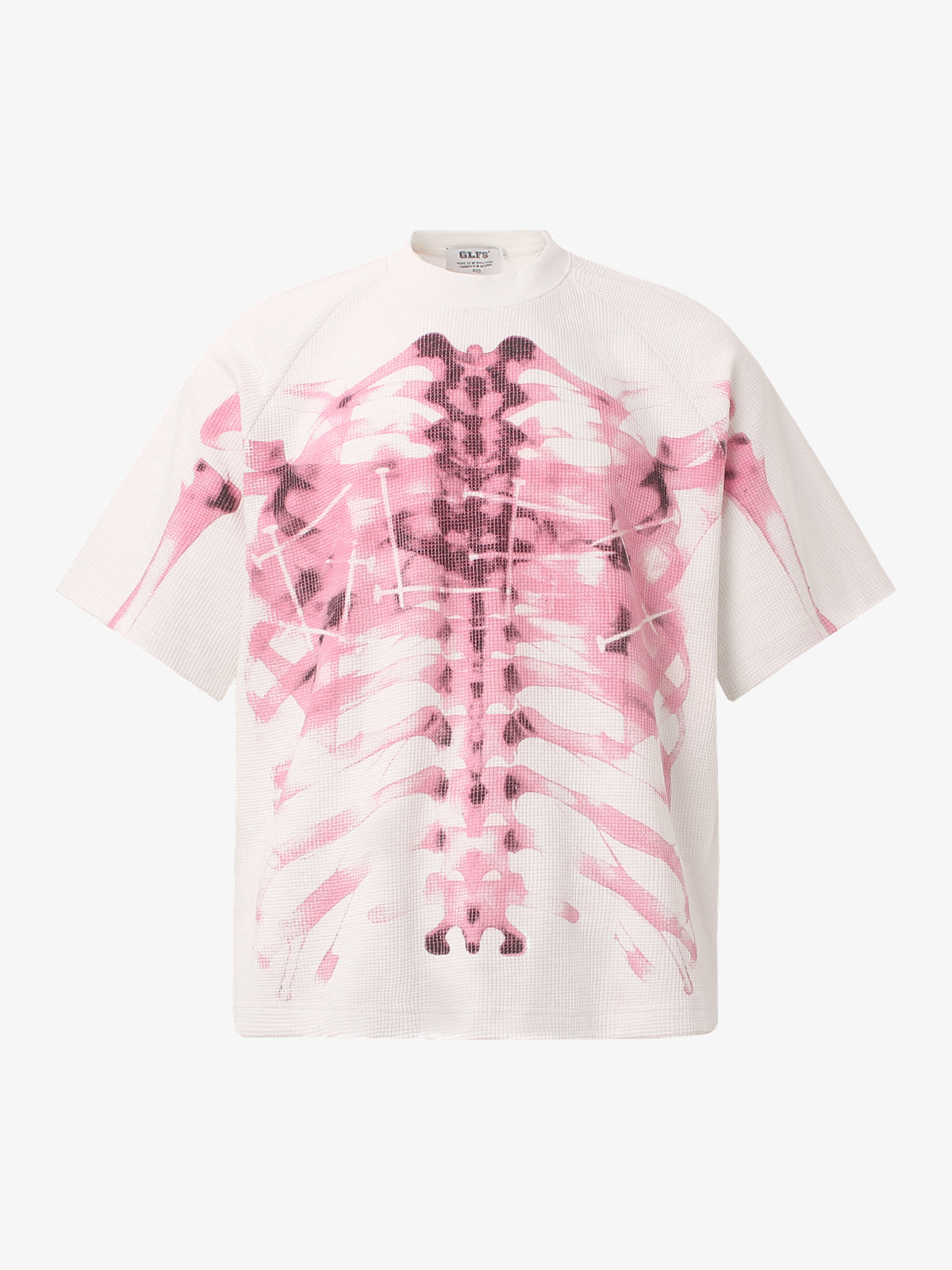 GLFS | Nail-Pierced Rib Cage Raglan T-Shirt in White - front view