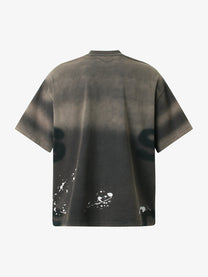 GLFS | Gradient Ink-Splash Lettering T-Shirt in Brown - back view