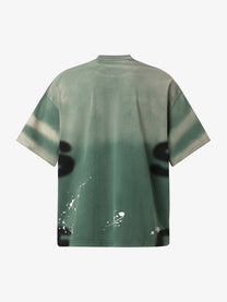 GLFS | Gradient Ink-Splash Lettering T-Shirt in Green - back view