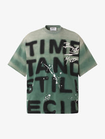 GLFS | Gradient Ink-Splash Lettering T-Shirt in Green - front view
