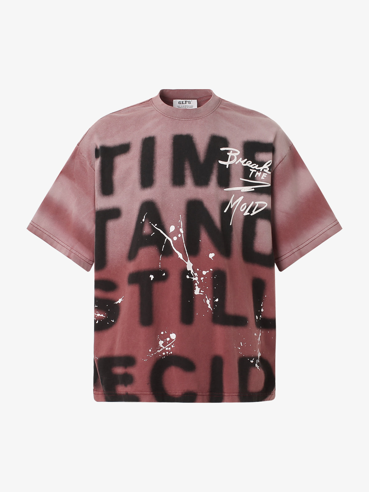 GLFS | Gradient Ink-Splash Lettering T-Shirt in Red - front view
