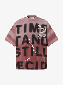 GLFS | Gradient Ink-Splash Lettering T-Shirt in Red - front view