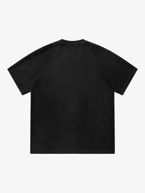 HANLU | Tonal-Panel Raglan T-Shirt in Black - back view