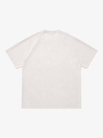 HANLU | Tonal-Panel Raglan T-Shirt in Off White - back view