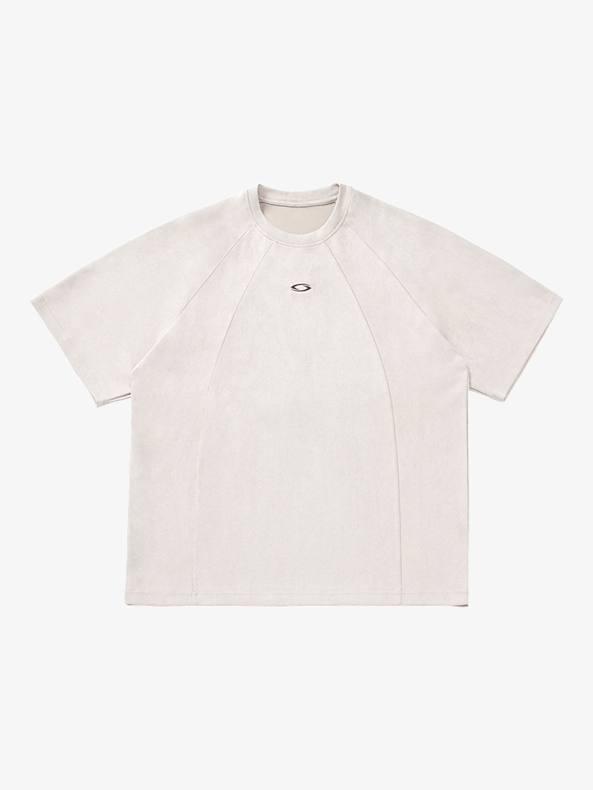 HANLU | Tonal-Panel Raglan T-Shirt in Off White - front view
