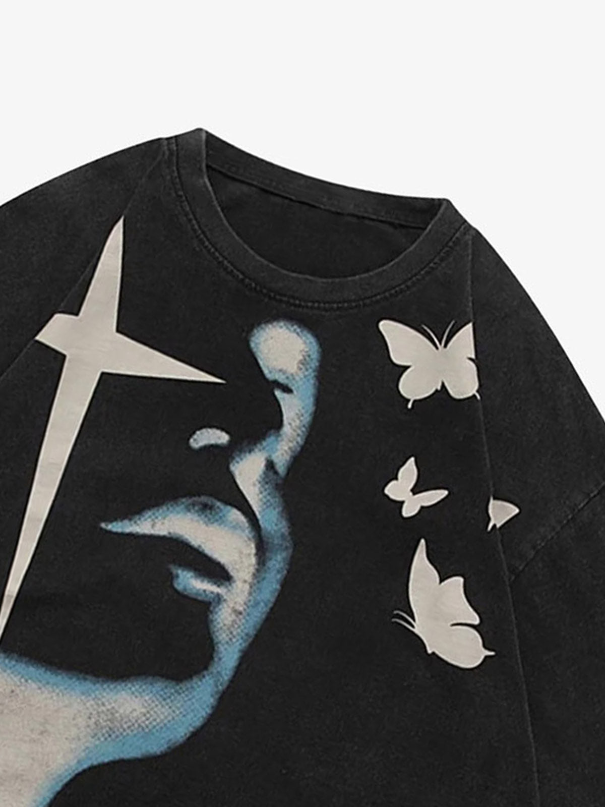 INNSERSE | Airbrushed Portrait and Butterfly T-Shirt - product detail