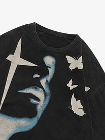 INNSERSE | Airbrushed Portrait and Butterfly T-Shirt - product detail