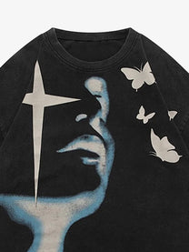 INNSERSE | Airbrushed Portrait and Butterfly T-Shirt - product detail