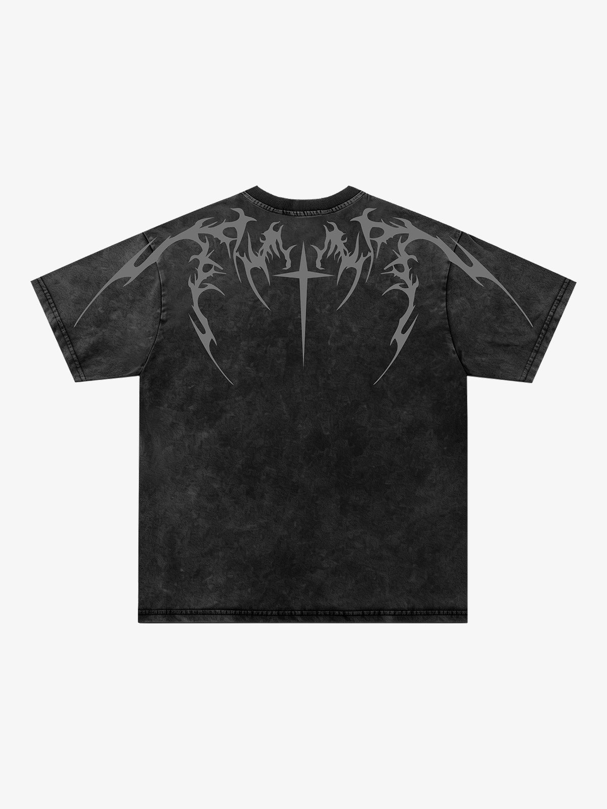 JKPTWSO | Cross-and-Thorn Washed T-Shirt in Black - back view
