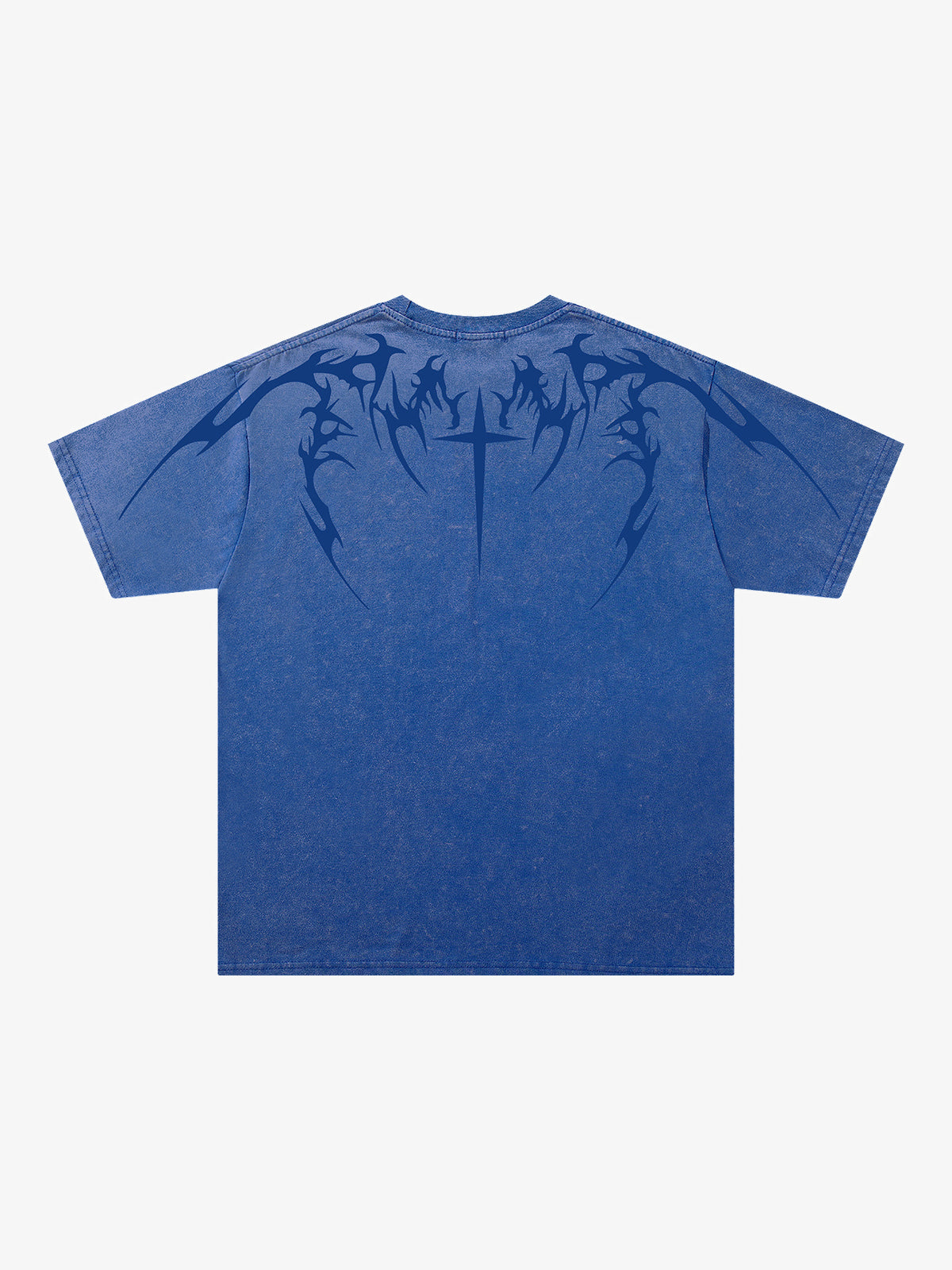 JKPTWSO | Cross-and-Thorn Washed T-Shirt in Blue - back view