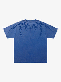 JKPTWSO | Cross-and-Thorn Washed T-Shirt in Blue - back view