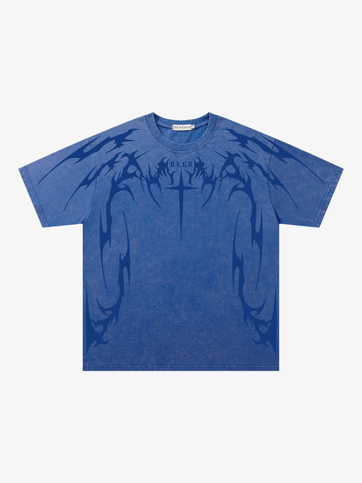 JKPTWSO | Cross-and-Thorn Washed T-Shirt in Blue - front view