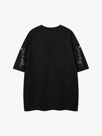 JKPTWSO | Embroidered Thorn-Frame T-Shirt in Black - back view