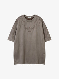 JKPTWSO | Embroidered Thorn-Frame T-Shirt in Taupe - front view