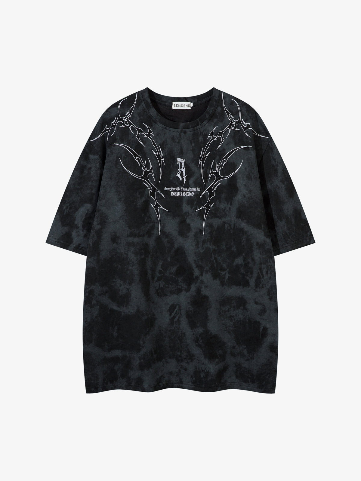 JKPTWSO | Embroidered Tribal Thorn T-Shirt in Black - front view