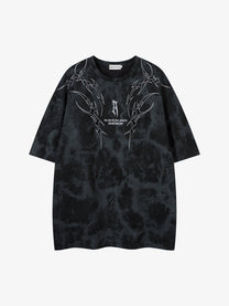 JKPTWSO | Embroidered Tribal Thorn T-Shirt in Black - front view