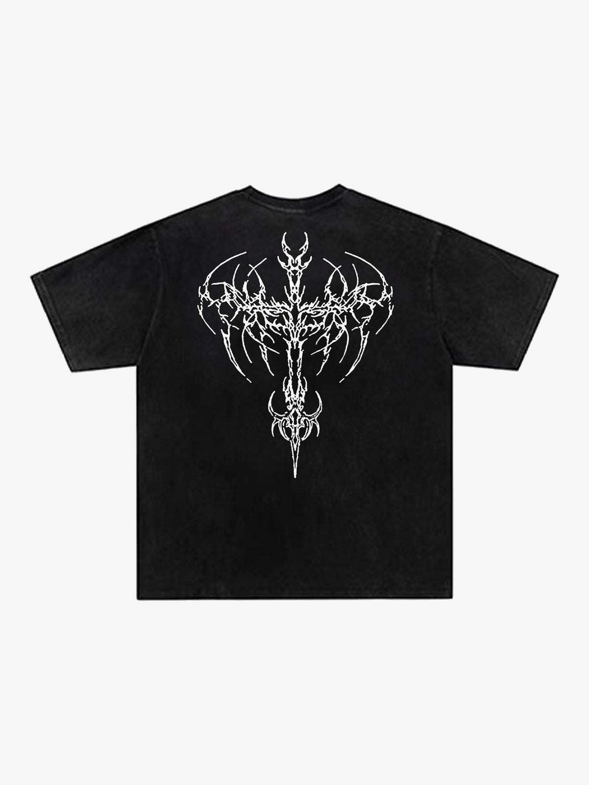 JKPTWSO | Barbed Thorn Crest Washed T-Shirt in Black - back view